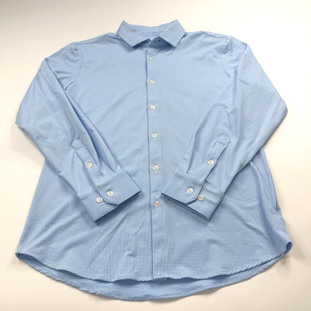 Mizzen+Main Large Trim Fit Polyester Check Dress Shirt Blue 20485